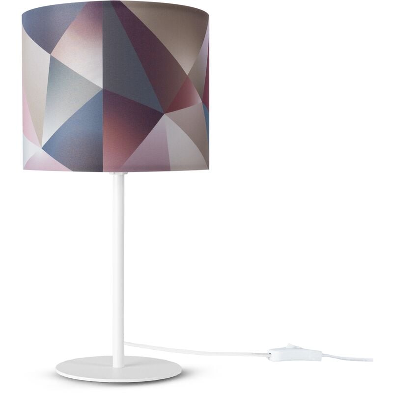 foto del prodotto lampada da parete paralume stoffa da tavolo da comodino e14 vintage r tro tondo lampada da tavolo bianca, design 4 18 cm paco home