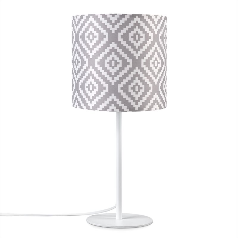 foto del prodotto lampada da parete paralume stoffa da tavolo da comodino e14 vintage r tro tondo lampada da tavolo bianca, design 7 18 cm paco home