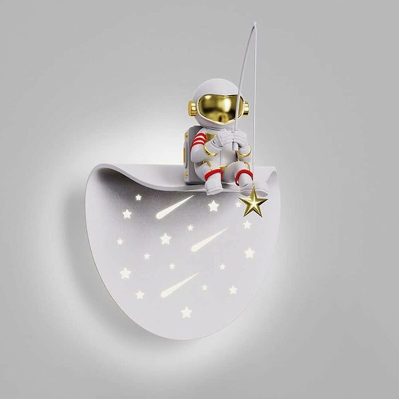 foto del prodotto lampada da parete per bambini astronauta per camera da letto, lampada da parete a led dimmerabile, lampada da comodino moderna per camera da letto