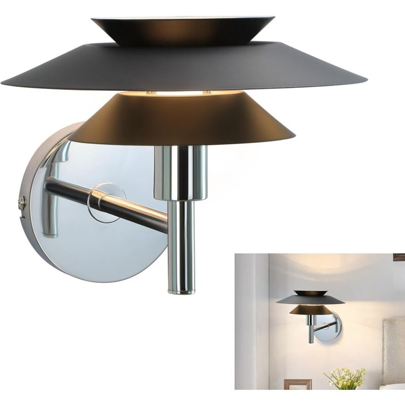 foto del prodotto lampada da parete per camera da letto design in metallo nero, lampada da comodino g9, moderna e creativa, illuminazione da parete per soggiorno,