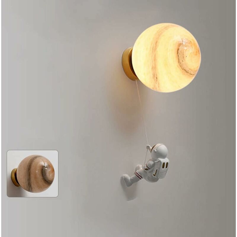 foto del prodotto lampada da parete per cameretta dei bambini dimmerabile led applique da parete per interni pianeti astronauta illuminazione da parete lampada da comodino 3d moon night light camera dei bambini lampada