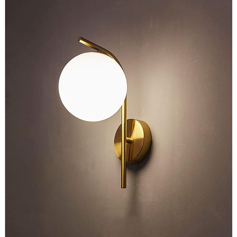 foto del prodotto lampada da parete per creativit moderna con paralume in vetro boule, eluminazione da parete con finitura dorata e27 luci da parete personalit molto