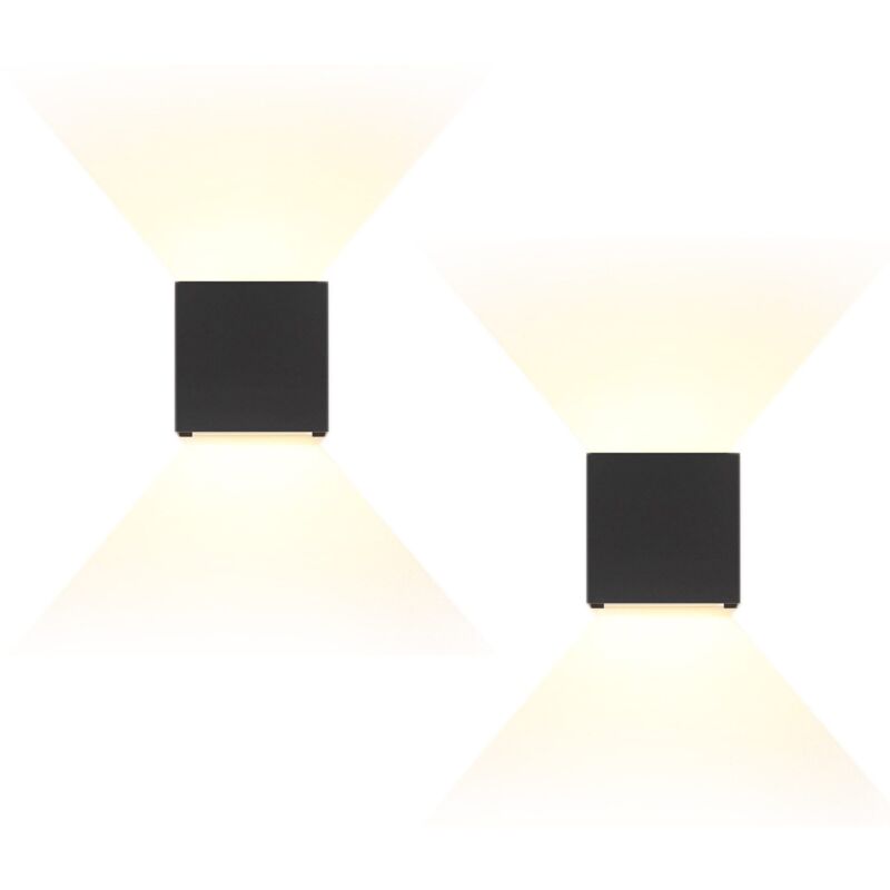 foto del prodotto lampada da parete per esterni a led confezione da 2 lampade da parete gbly illuminazione per interni verso il basso, lampada da esterno nera,