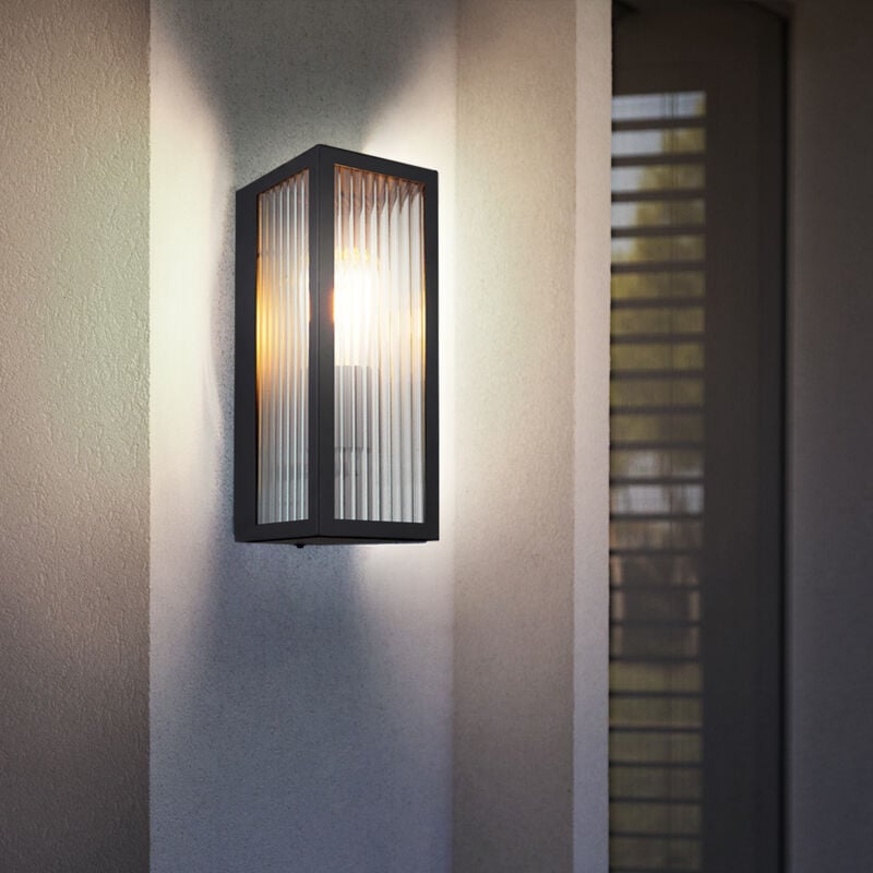 foto del prodotto lampada da parete per esterni a led luce per facciata luce per porta d ingresso luce da parete nera per patio, vetro trasparente satinato, 7w 806lm
