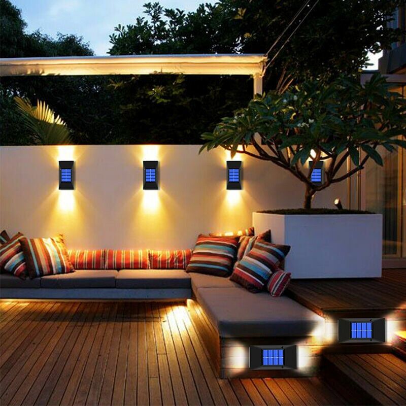 foto del prodotto lampada da parete per esterni a luce solare, applique da giardino, impermeabile, su e gi , applique da parete, decorazione per esterni, 4 pezzi