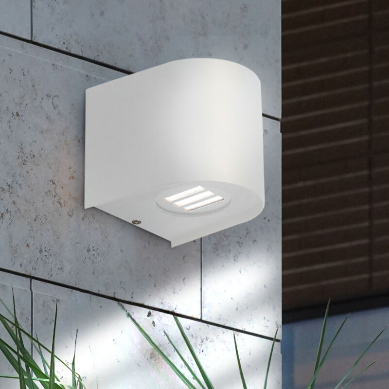 foto del prodotto lampada da parete per esterni bianca luce per facciate luce per patio lampada da parete a led, plastica, 2w 400lm bianco caldo, lxlxh 10,5x11,7x10 cm