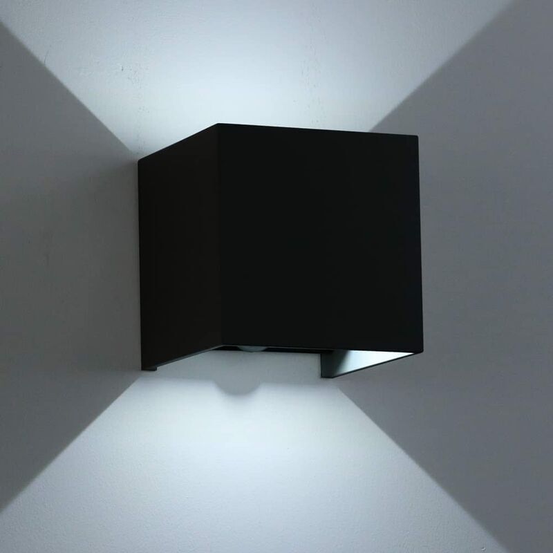 foto del prodotto lampada da parete per esterni con sensore di movimento da 12 w, per giardino corridoio percorso, bianco freddo 6000 k, nero mns