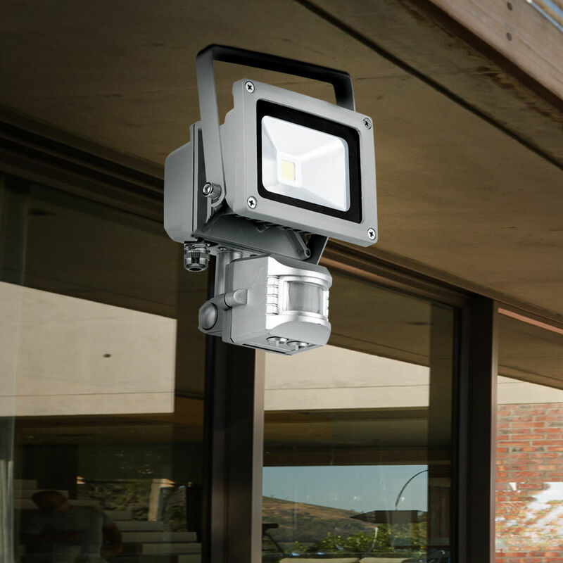 foto del prodotto lampada da parete per esterni faretto da costruzione lampada da parete per esterni con rilevatore di movimento, alluminio vetro trasparente, 1x led