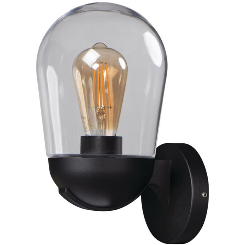 foto del prodotto lampada da parete per esterni in alluminio con paralume in vetro, nera e27 15w, liego kanlux