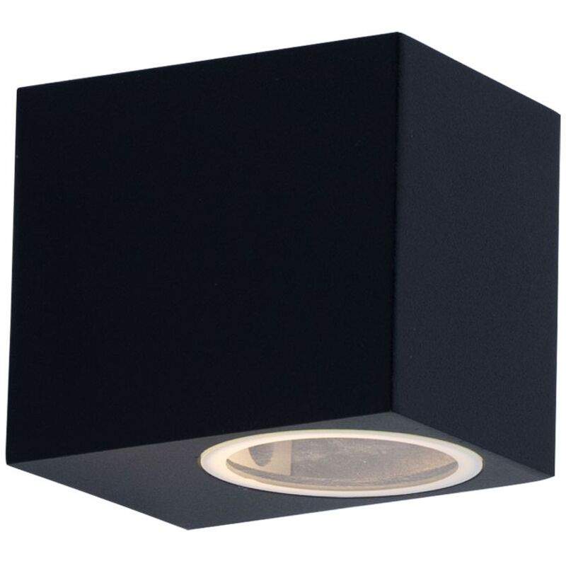 foto del prodotto lampada da parete per esterni in alluminio con porta in basso per facciata in alluminio nero in un set con lampadine a led
