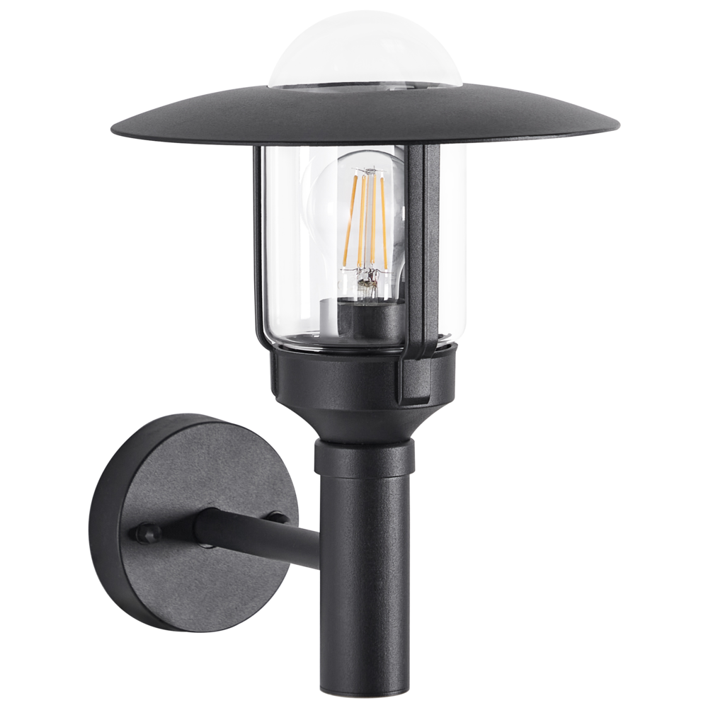 foto del prodotto lampada da parete per esterni lampada a stelo nera metallo alluminio vetro opaco design moderno giardino patio