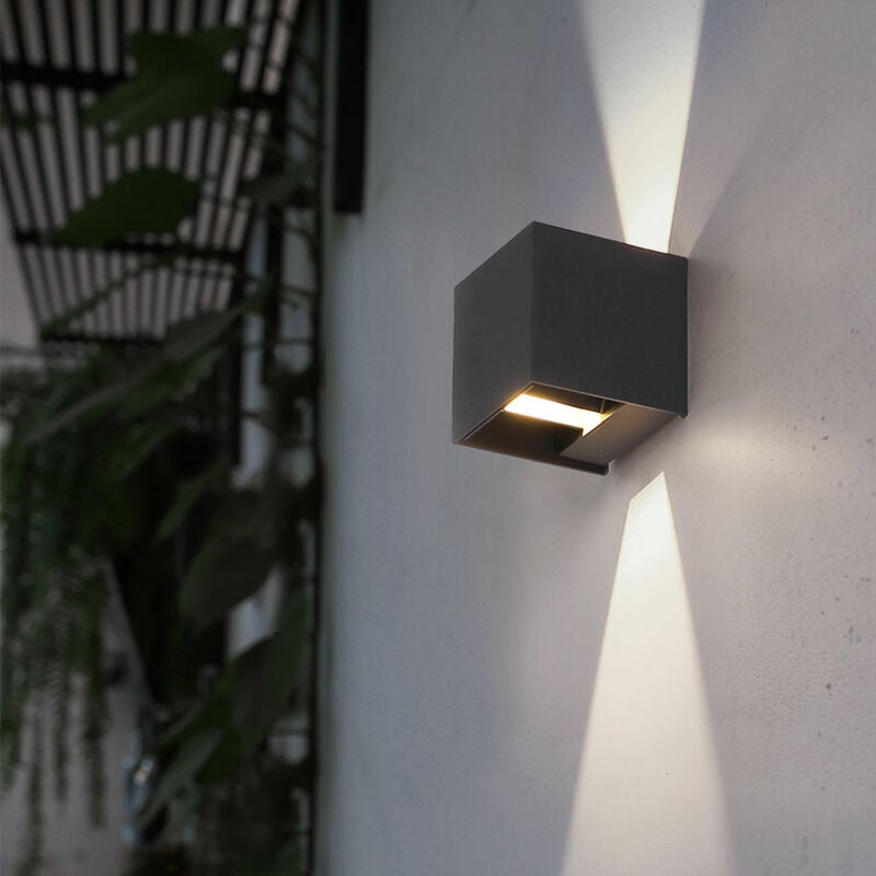 foto del prodotto lampada da parete per esterni, lampada da facciata antracite, lampada da giardino a led, porta d ingresso, alluminio, cono di luce orientabile, 3w