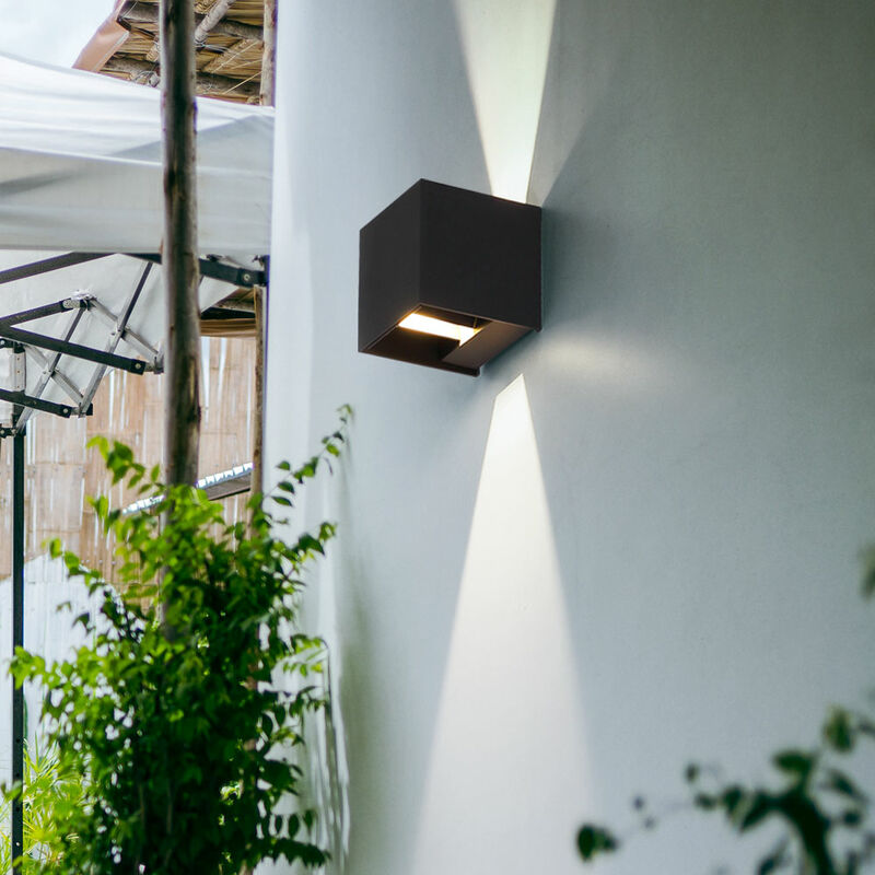 foto del prodotto lampada da parete per esterni, lampada da facciata antracite, lampada da giardino a led, porta d ingresso, alluminio, cono di luce orientabile, 3w