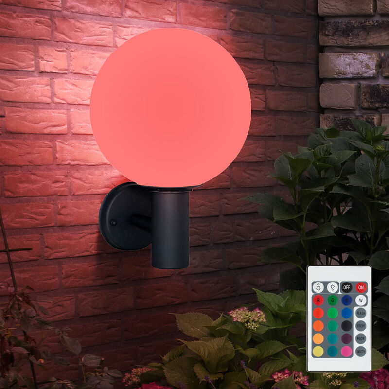 foto del prodotto lampada da parete per esterni lampada da giardino in acciaio inox per facciate, telecomando dimmerabile con funzione di memoria, bianco antracite,