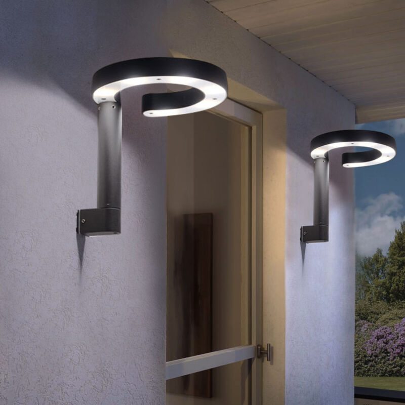 foto del prodotto lampada da parete per esterni lampada da parete a led in alluminio e plastica, grigio satinato, design ad anello, 1x led 6w 280lm bianco caldo, axlxp