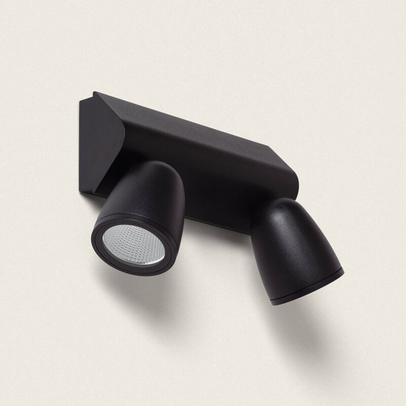 foto del prodotto lampada da parete per esterni led 12w alluminio abel large due faretti nero