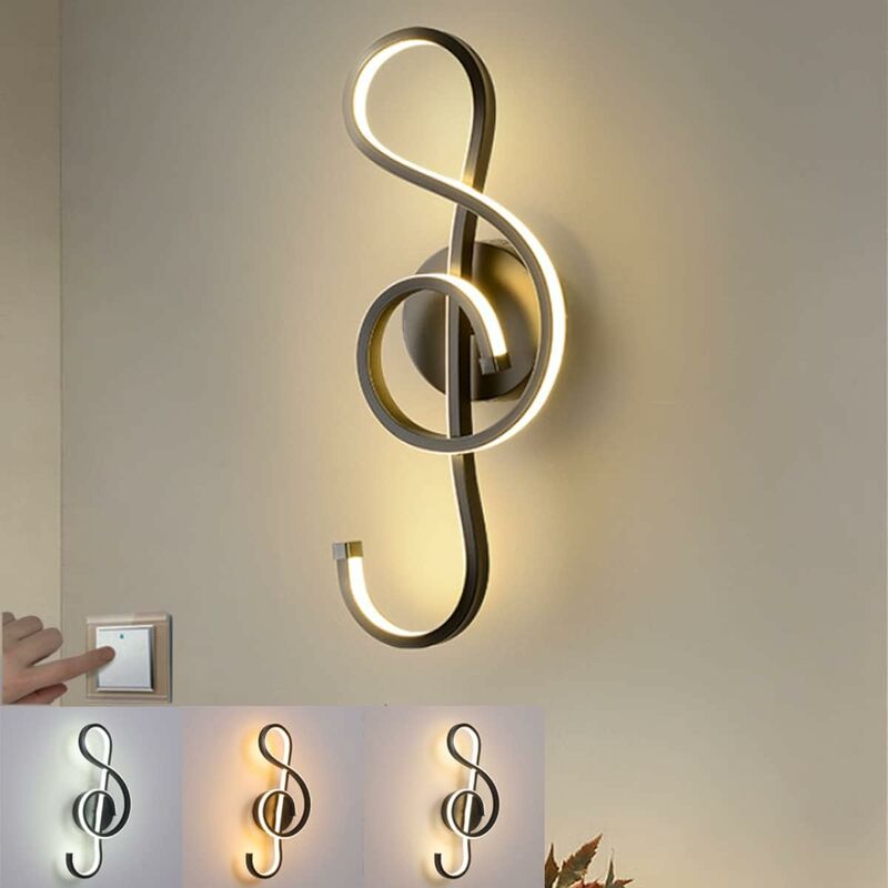 foto del prodotto lampada da parete per interni 18w, lampada da parete con nota musicale, 3 temperature di colore lampada da parete di design ra 80, lampada da parete