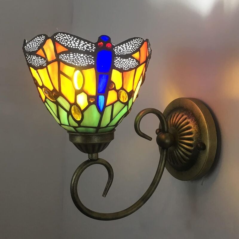 foto del prodotto lampada da parete per interni in vetro colorato paralume in vetro libellula lampada da parete a led lampade in vetro 60v 220v per illuminazione del