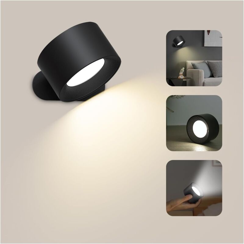 foto del prodotto lampada da parete per interni, lampada da parete a led touch con porta di ricarica usb, controllo touch, 3 livelli di luminosit , 3 temperature,