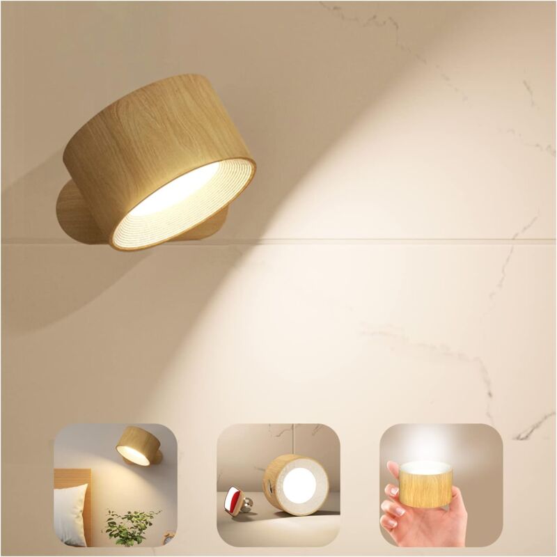 foto del prodotto lampada da parete per interni, lampada da parete a led touch con porta di ricarica usb, controllo touch, 3 livelli di luminosit , 3 temperature,