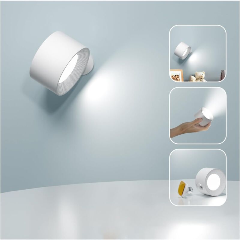 foto del prodotto lampada da parete per interni, lampada da parete a led touch con porta di ricarica usb, controllo touch, 3 livelli di luminosit , 3 temperature,
