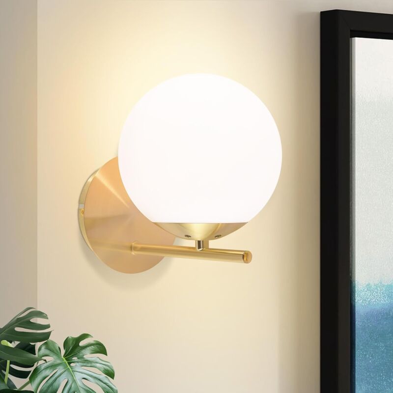 foto del prodotto lampada da parete per interni lampada da parete moderna in vetro dorato, lampada da corridoio e27 di design, lampada da comodino, lampada da notte