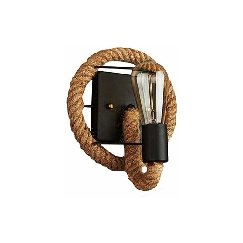 foto del prodotto lampada da parete per soggiorno e ingresso, forma corda di canapa vintage retr stile americano lampada industriale in ferro per bar, loft,