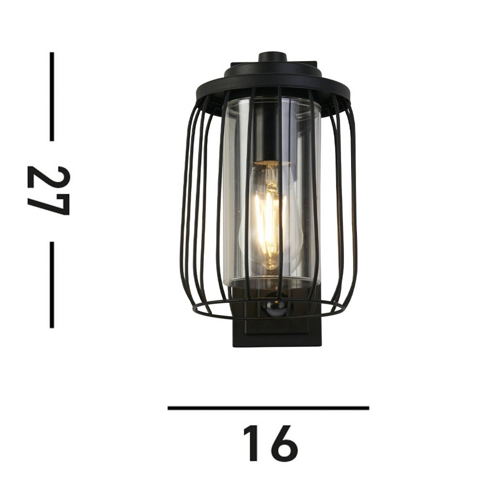 foto del prodotto lampada da parete reed 1lt con pir, metallo nero e paralume in pc