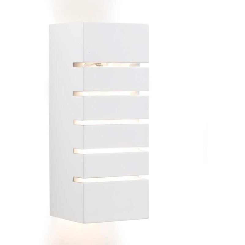foto del prodotto lampada da parete rettangolo bianco in gesso bianco dimmerabile