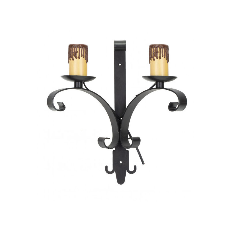 foto del prodotto lampada da parete rustica rueda 2lights. 2xe27 60w. misure 37x26cm 