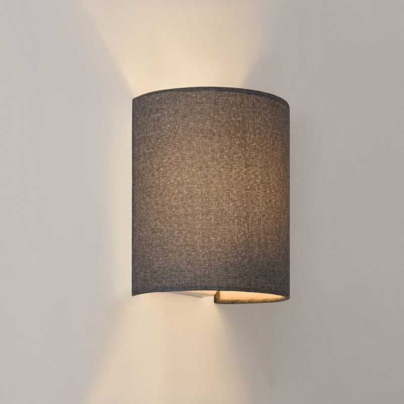 foto del prodotto lampada da parete semicerchio applique da interni e27 paralume in lino 20 cm grigio 030002530