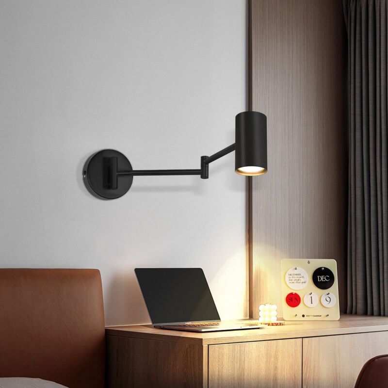 foto del prodotto lampada da parete set da 2 nera gbly lampada da parete vintage faretto da parete con lampada da comodino a braccio lungo lampada da parete in