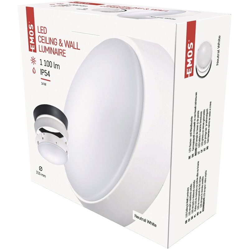 foto del prodotto lampada da parete soffitto a led rotonda, telaio sostituibile impermeabile bianco neutro 1100 lm 14 w invece di 75 w 25.000 ore angolo