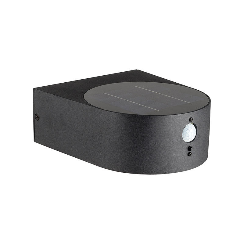 foto del prodotto lampada da parete solare a led nera 5w 3000k rilevatore ir ip44 400lm