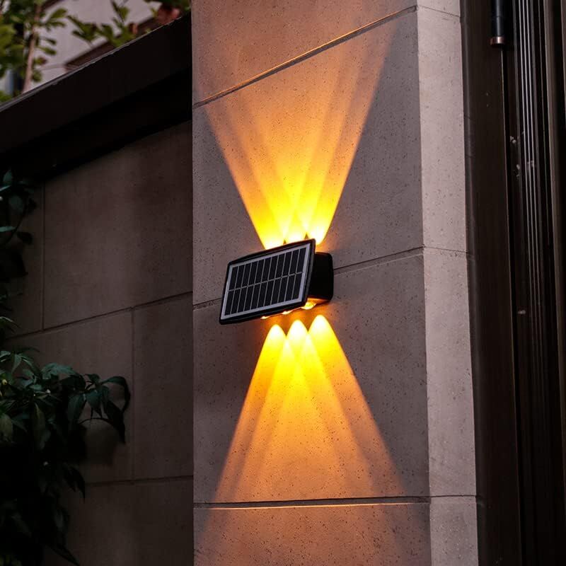foto del prodotto lampada da parete solare impermeabile per esterni, alta luminosit , 4 led, specchio convesso, luce gialla, doppia velocit , adatta per porta