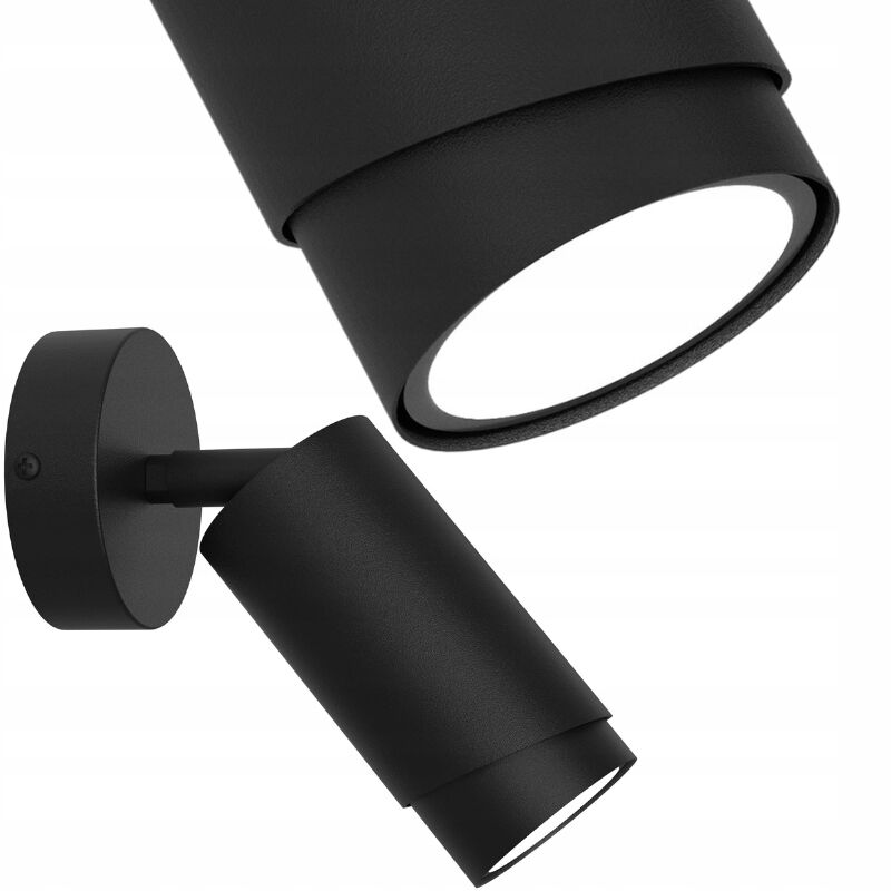 foto del prodotto lampada da parete spot orientabile gu10, nera opaca, moderna bevel
