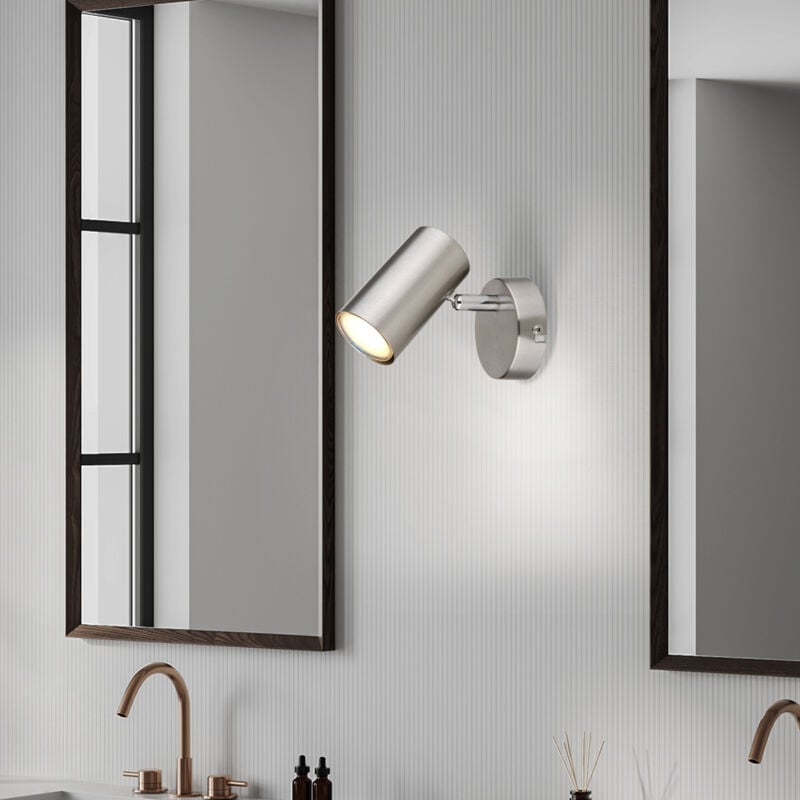 foto del prodotto lampada da parete spot orientabile lampada da parete argento corridoio mobile, metallo, attacco gu10, lxlxh 12x8x10 cm