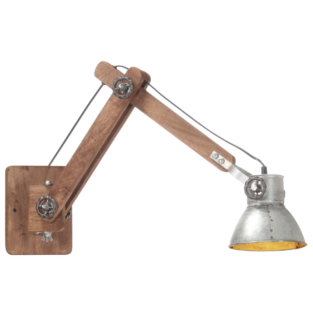 foto del prodotto lampada da parete stile industriale argento rotonda e27 cod mxl 55604