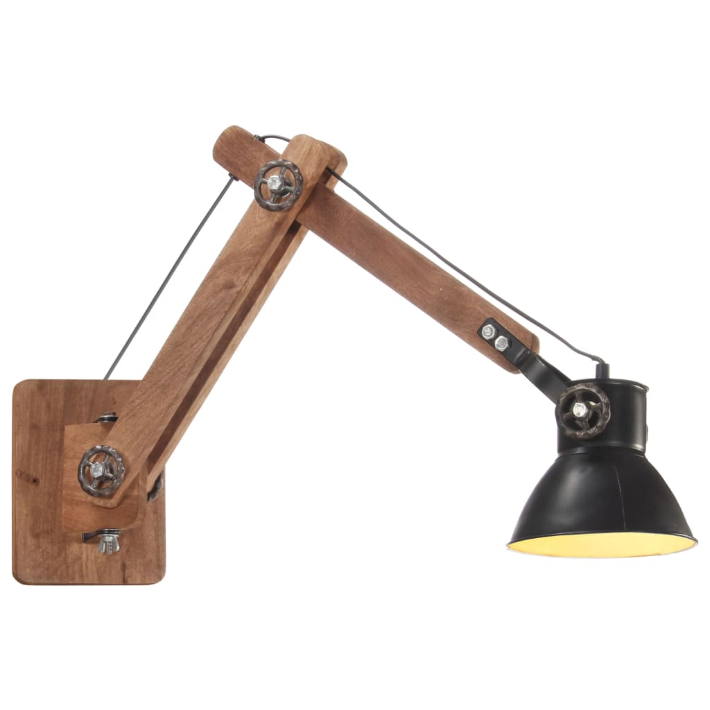 foto del prodotto lampada da parete stile industriale nera rotonda e27 cod mxl 77011