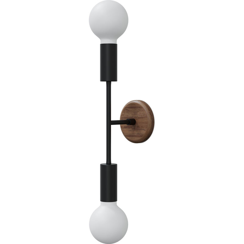 foto del prodotto lampada da parete stile scandinavo due sfere gudmun legno scuro