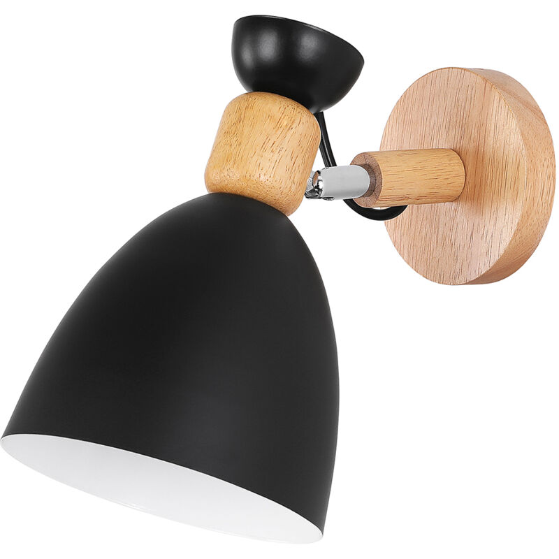 foto del prodotto lampada da parete stile scandinavo metallo e legno jorson nero