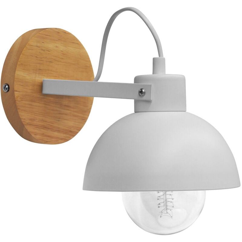 foto del prodotto lampada da parete stile scandinavo metallo e legno syla bianco