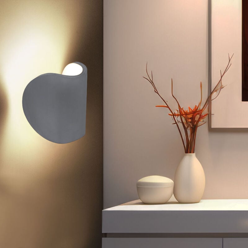 foto del prodotto lampada da parete up and down faretto da parete lampada da parete per soggiorno luce scale in cemento, grigio, 1x led 6w 150lm, lxh 12,6x15,7 cm