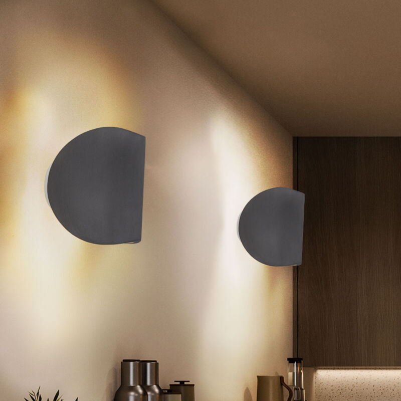 foto del prodotto lampada da parete up and down faretto da parete lampada da parete per soggiorno luce scale in cemento, grigio, 1x led 6w 150lm, lxh 12,6x15,7 cm, set