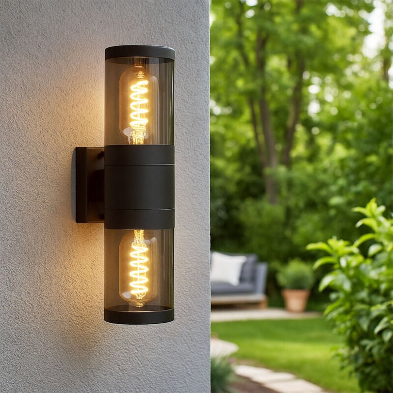 foto del prodotto lampada da parete up and down luci da esterno in acciaio inox da esterno lampade da esterno casa applique da parete in acciaio inox, fumo nero, 2