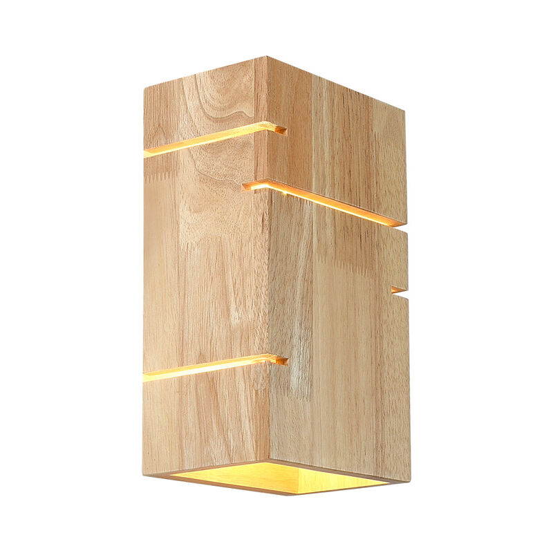 foto del prodotto lampada da parete vintage per interni, lampada da parete industriale retr in legno e27, applique da parete, lampada da parete per interni per
