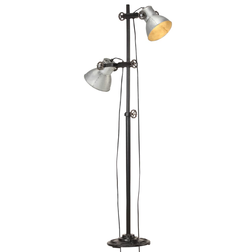 foto del prodotto lampada da pavimento con 2 paralumi argento e27 in ghisa cod mxl 61289