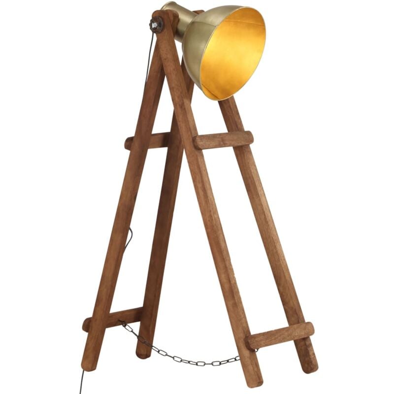 foto del prodotto lampada da pavimento ottone e27 in legno massello di mango vidaxl 304923