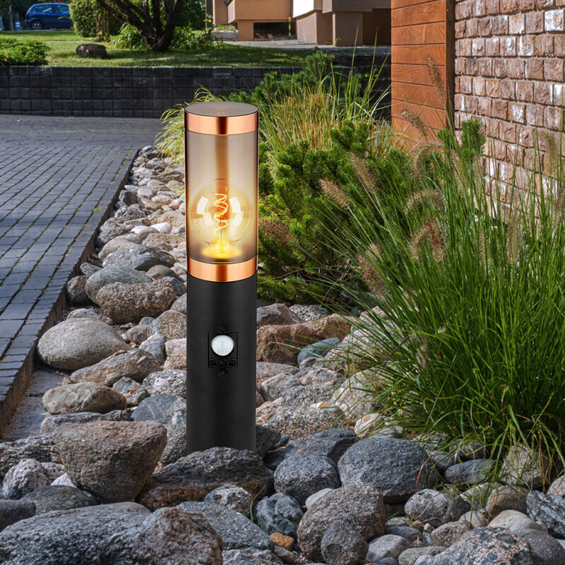 foto del prodotto lampada da piedistallo a led luce esterna illuminazione esterna fumo rame con rilevatore di movimento lampada da giardino, acciaio inox plastica, 7w