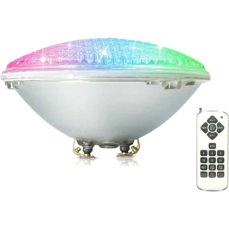 foto del prodotto lampada da piscina a led da 45 w par56 impermeabile ip68 rgbw lampada da piscina sommergibile luce 12 v cc ca faretto a led con telecomando 7 colori